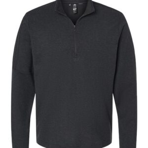 Adidas - Men's 3-Stripes Quarter-Zip Sweater Pullover - Black Melange - SKU SS-07053