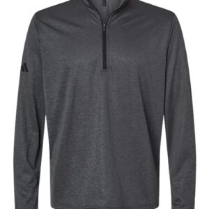 Adidas - Men's Space Dyed Quarter-Zip Pullover - Black Melange - SKU SS-55753