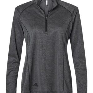 Adidas - Women's Space Dyed Quarter-Zip Pullover - Black Melange - SKU SS-55853