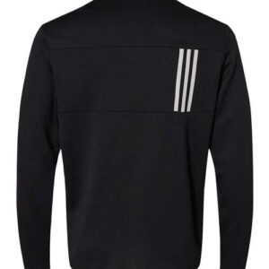 Adidas - Men's 3-Stripes Double-Knit Quarter-Zip Pullover - Black/ Grey Two - SKU SS-03553 - photo 2