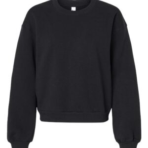 American Apparel - Women's ReFlex Fleece Crewneck Sweatshirt - Black - SKU SS-02827