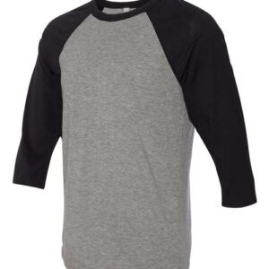 BELLA + CANVAS - Unisex Three-Quarter Sleeve Baseball Tee - Deep Heather/ Black - SKU SS-80106 - photo 2